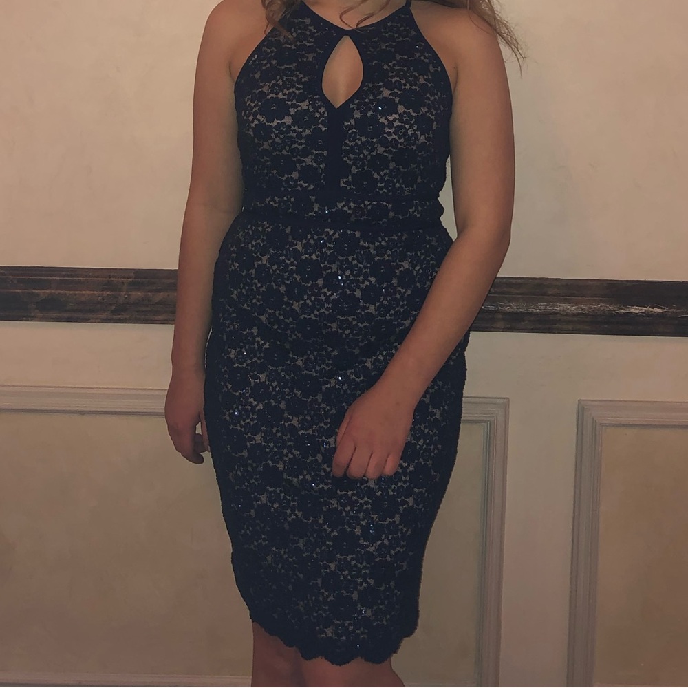 Elegant Black Lace Halter Dress